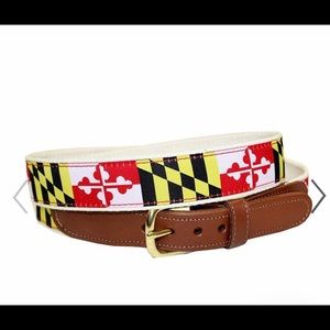 Route One Apparel Maryland Flag Leather Belt 40